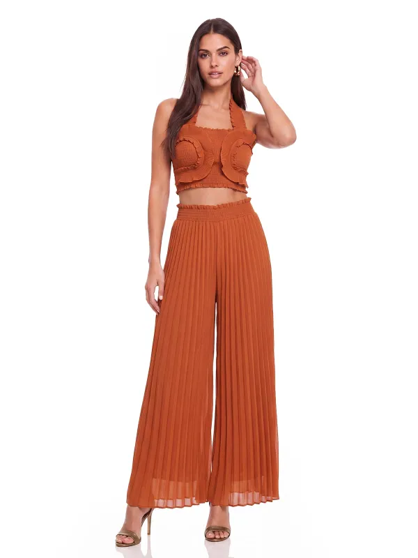 Meravio Halterneck Pleated Pants Set made by Mew Mews