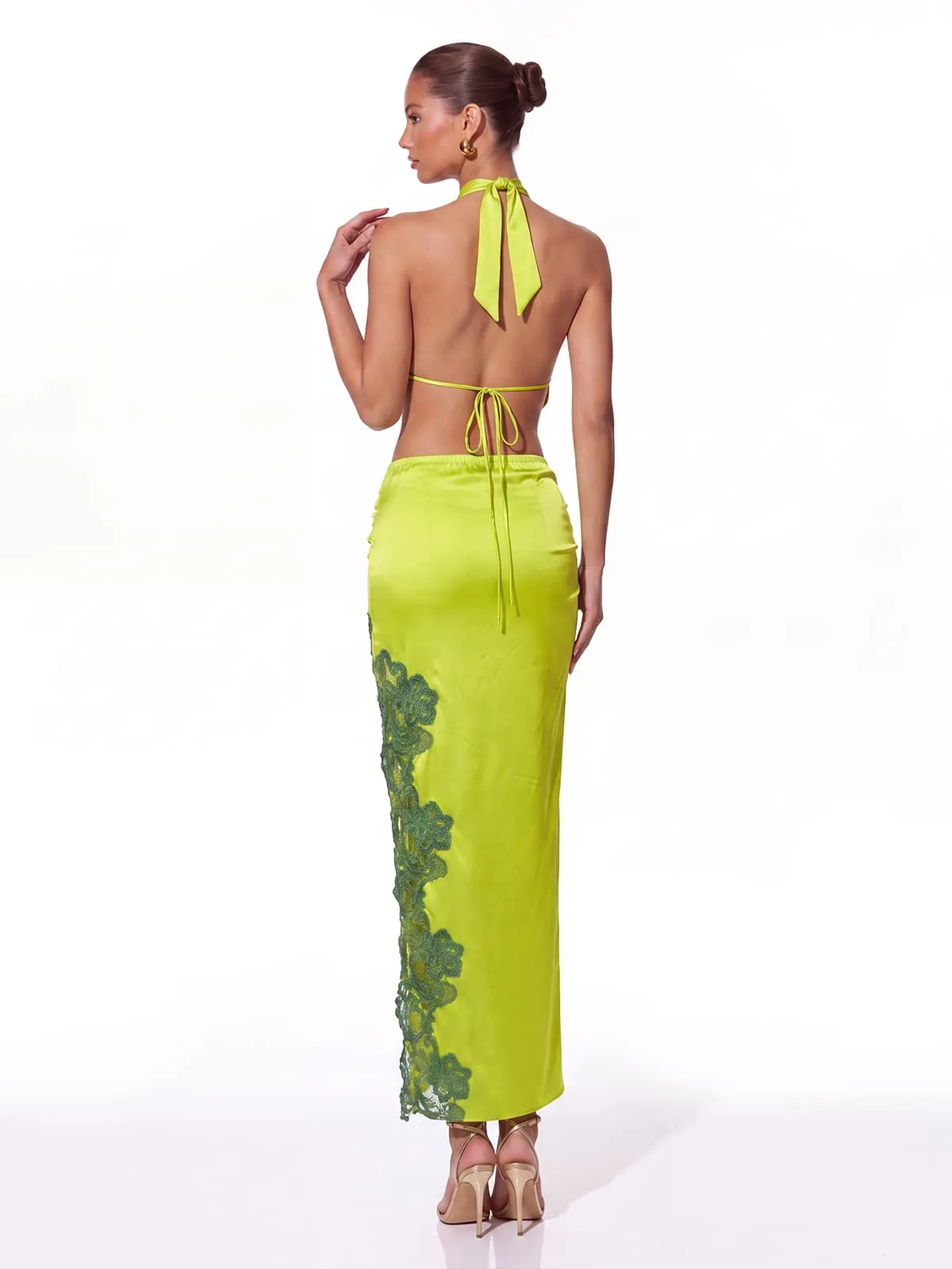 Fumiko Cowl Neck Split Flower Skirt Set sold by Mew Mews product image thumbnail 4