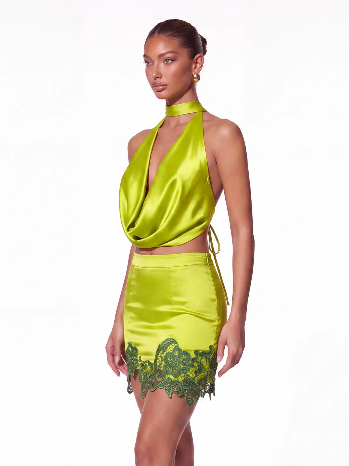 Fumiko Cowl Neck Flower Skirt Set sold by Mew Mews product image thumbnail 3