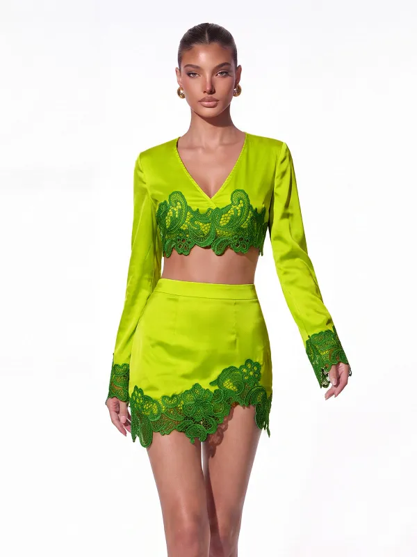 Fumiko Long Sleeve Flower Skirt Set made by Mew Mews