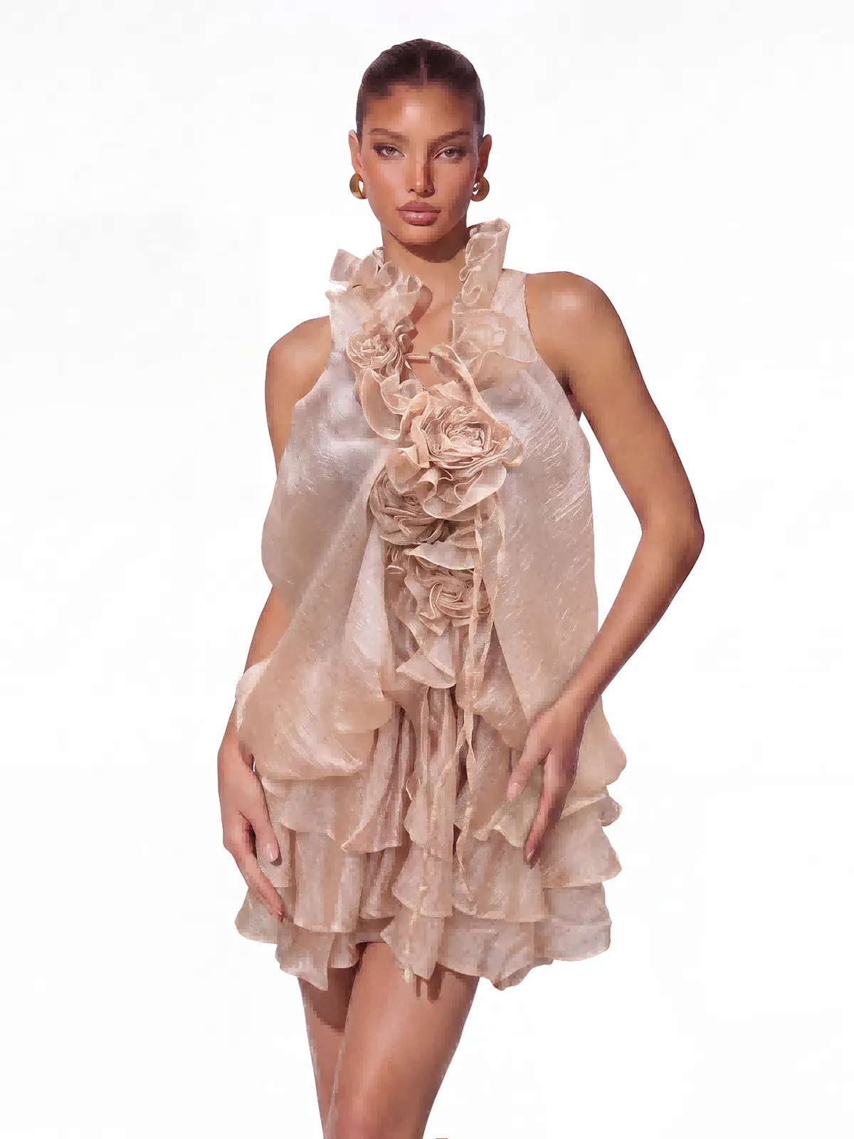 Erin Sleeveless Ruffle Tiered Mini Dress sold by Mew Mews