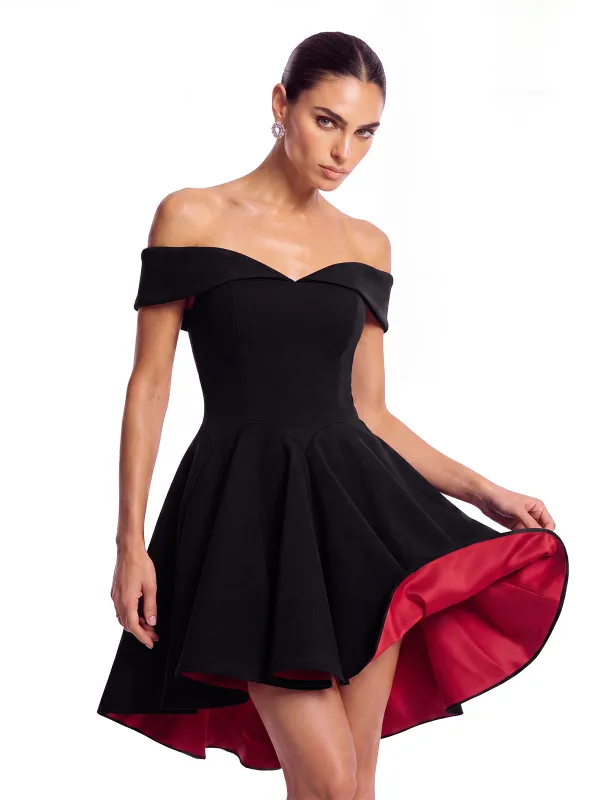 Drynex Off Shoulder Red Sole Mini Dress made by Mew Mews