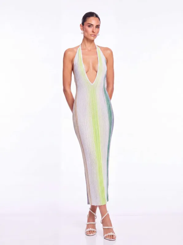 Ines Plunge Neck Knit Midi Dress made by Mew Mews