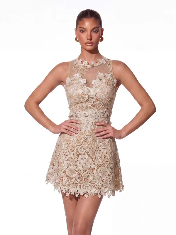 Jolie Sleeveless Lace Mini Dress made by Mew Mews
