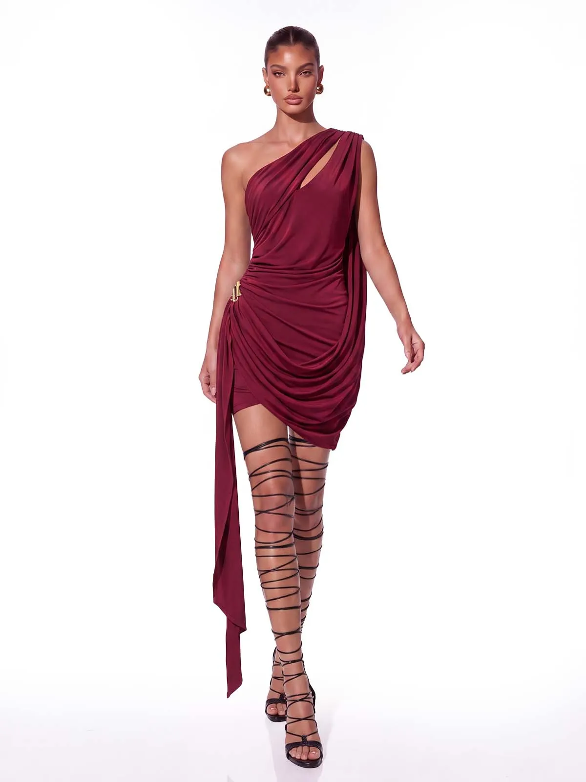 Dafina One Shoulder Draped Mini Dress sold by Mew Mews product image thumbnail 3