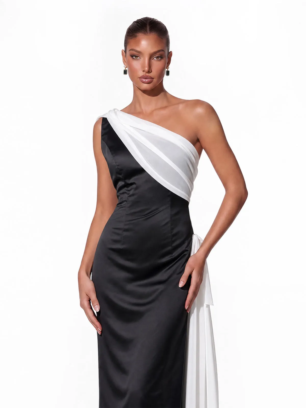 Altheris One Shoulder Satin Maxi Dress sold by Mew Mews product image thumbnail 4