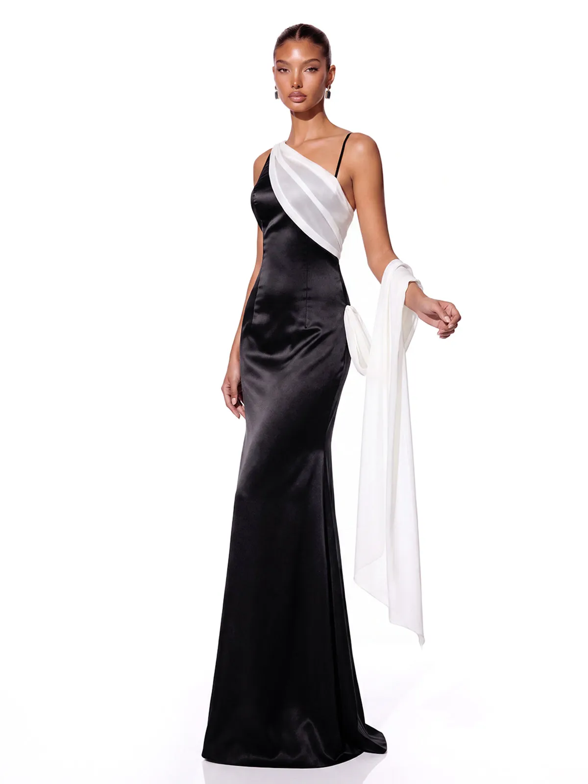 Altheris One Shoulder Satin Maxi Dress sold by Mew Mews product image thumbnail 2