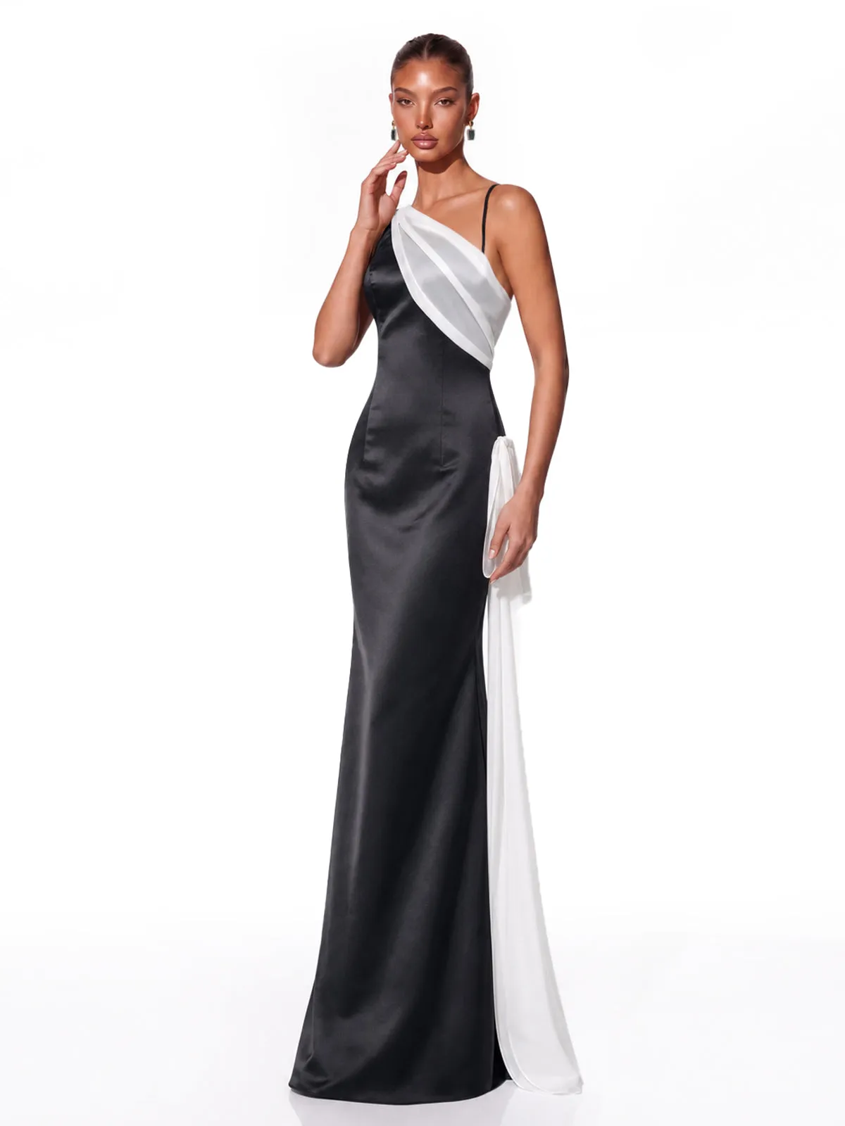 Altheris One Shoulder Satin Maxi Dress sold by Mew Mews product image thumbnail 3