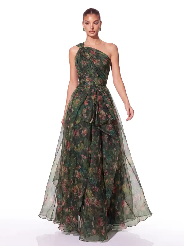 Tyvandel One Shoulder Floral Maxi Dress made by Mew Mews