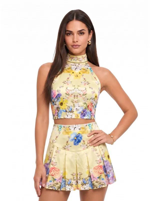Goril Halterneck Floral Shorts Set made by Mew Mews