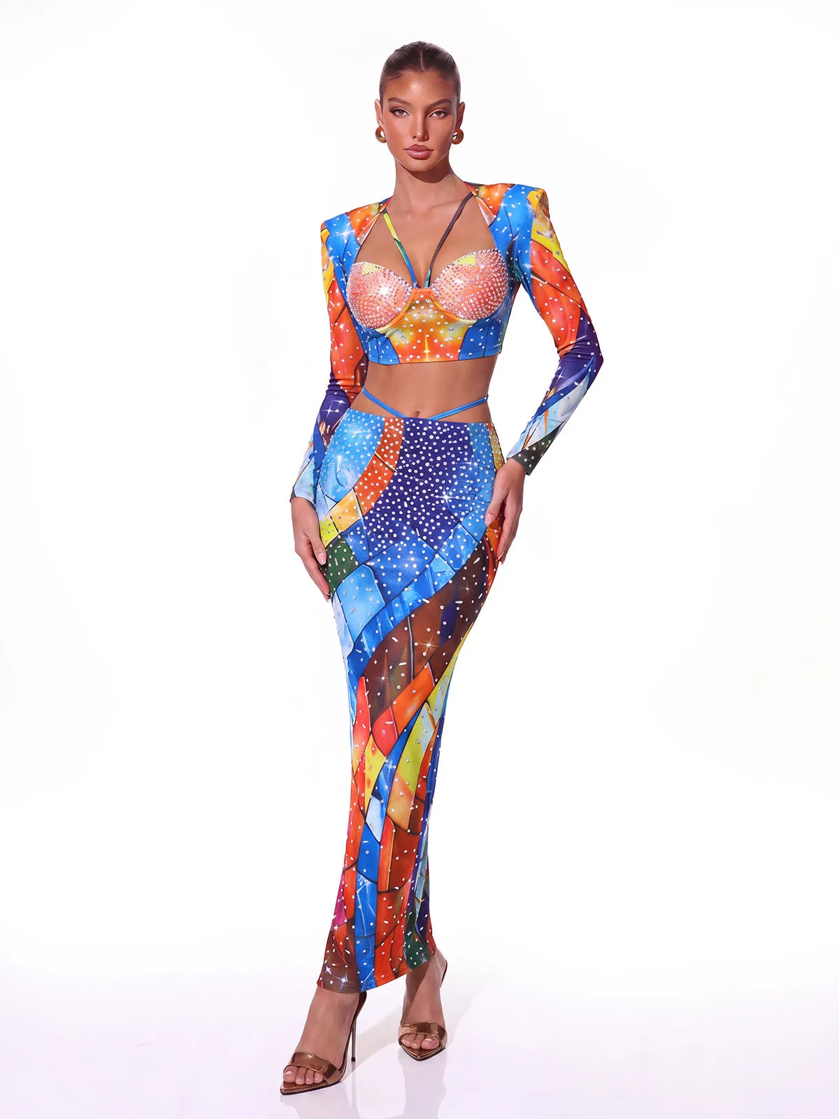 Coralis Rhinestone Skirt Set sold by Mew Mews