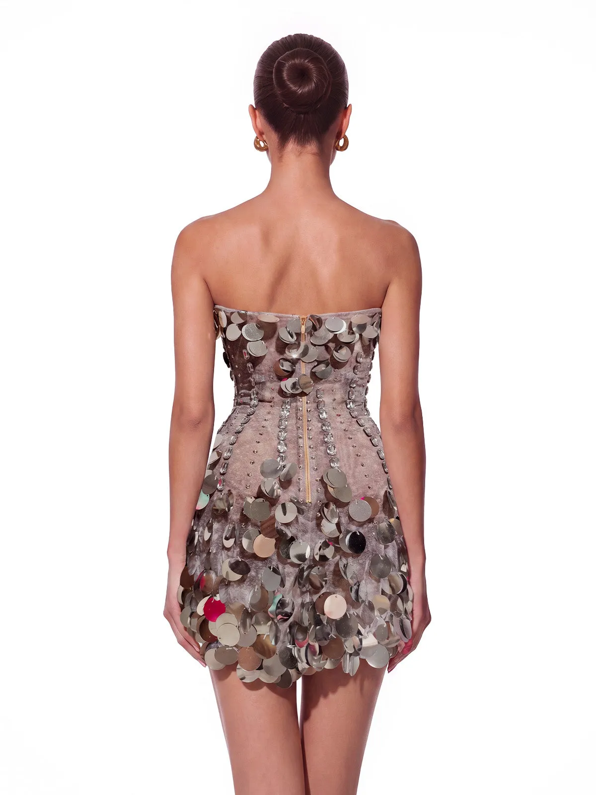 Kynoque Strapless Sequin Crystal Mini Dress sold by Mew Mews product image thumbnail 4