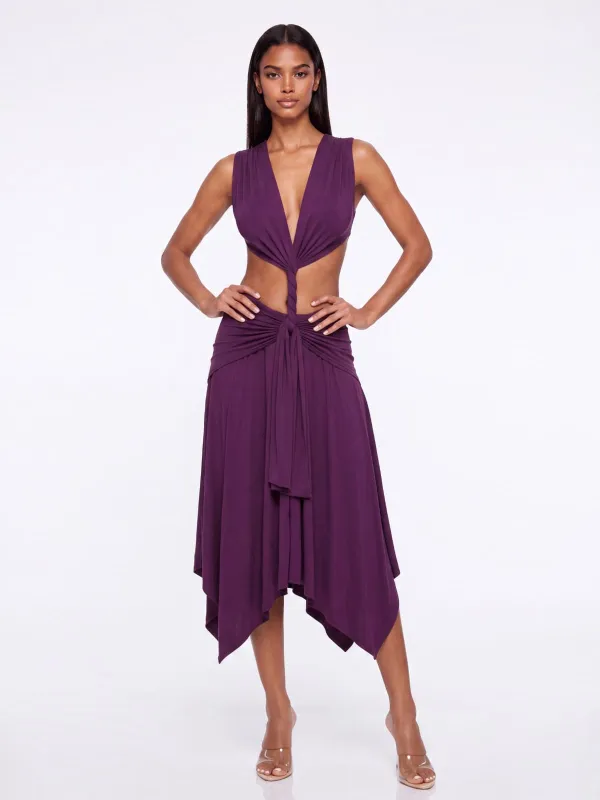 Brontis V Neck Cutout Midi Dress made by Mew Mews