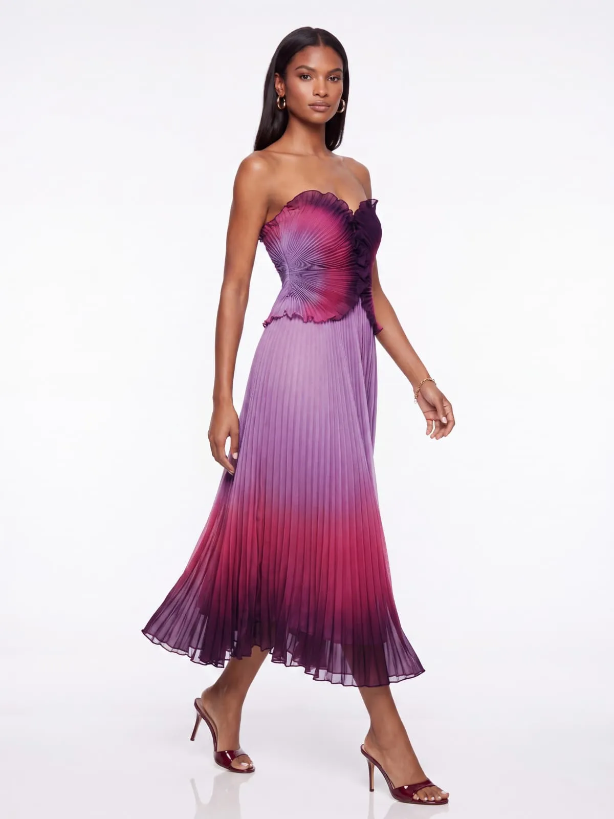 Elnoque Strapless Pleated Midi Dress sold by Mew Mews product image thumbnail 2