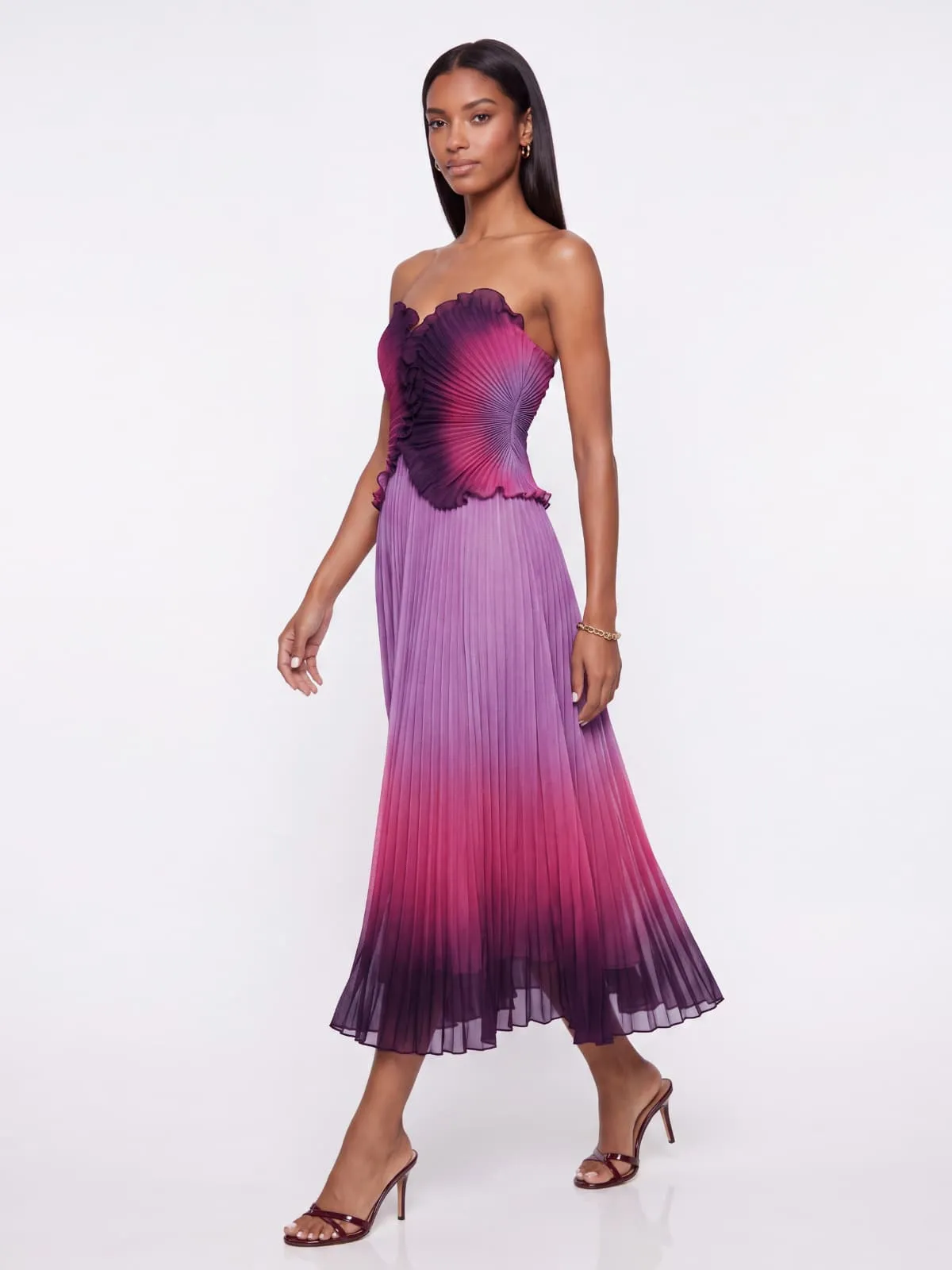 Elnoque Strapless Pleated Midi Dress sold by Mew Mews product image thumbnail 3