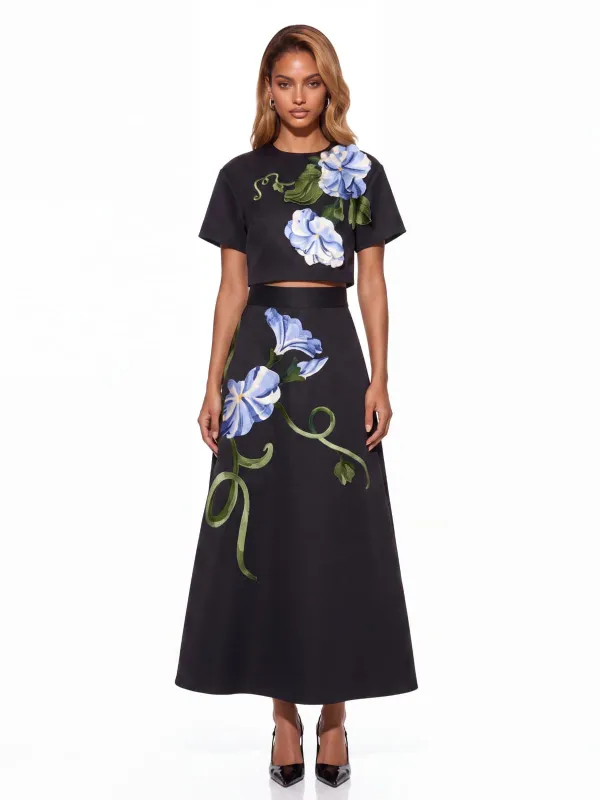 Ogima Short Sleeve Embroidered Skirt Set made by Mew Mews
