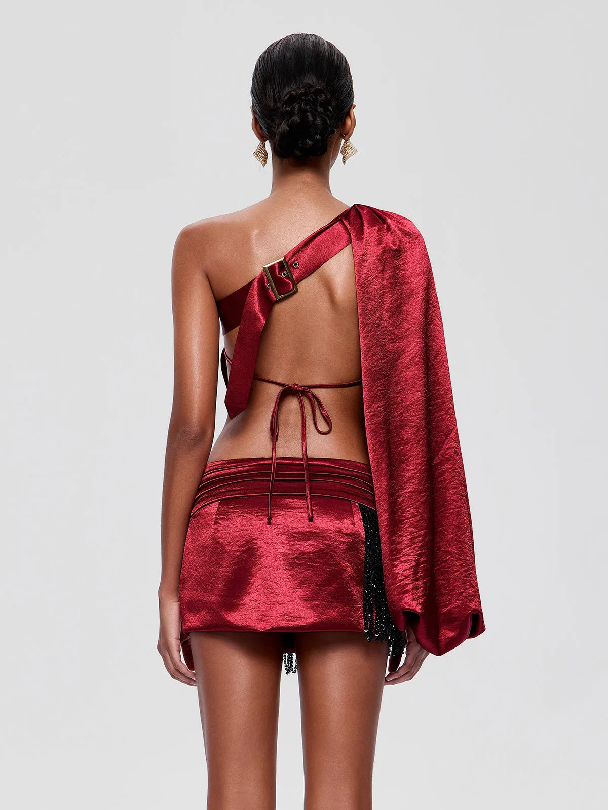 Delphor One Shoulder Fringe Mini Dress sold by Mew Mews product image thumbnail 2
