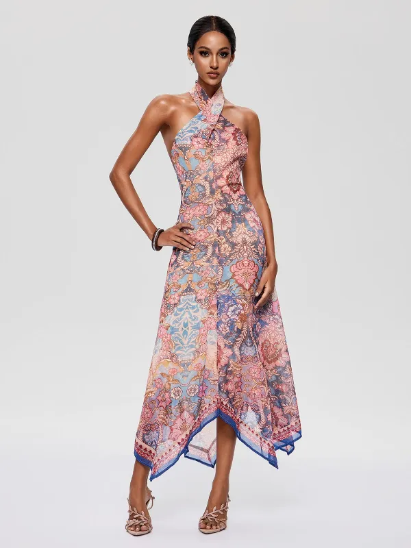 Foley Halterneck Printed Midi Dress made by Mew Mews