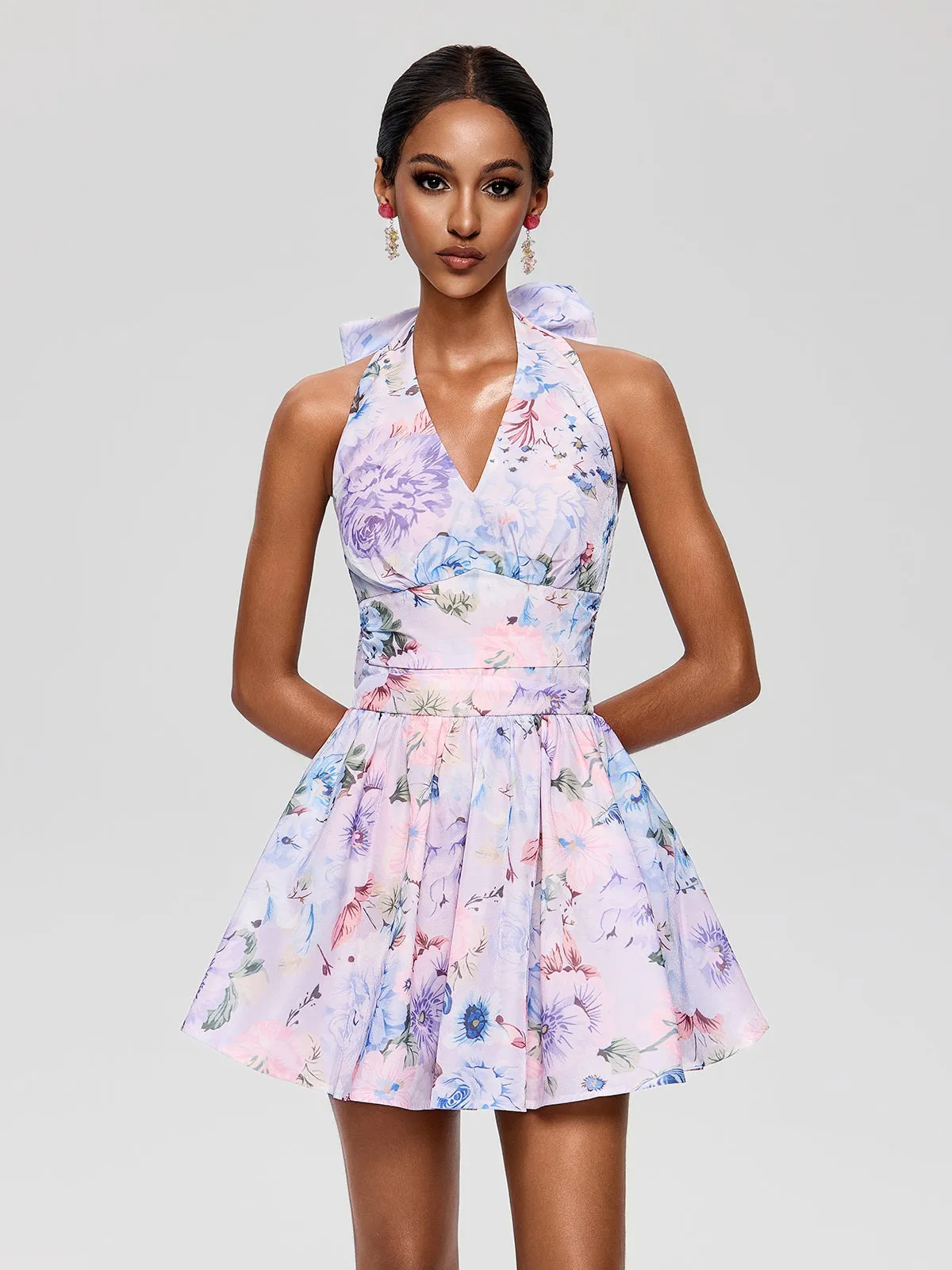 Fleur Halterneck Floral Mini Dress sold by Mew Mews product image thumbnail 3