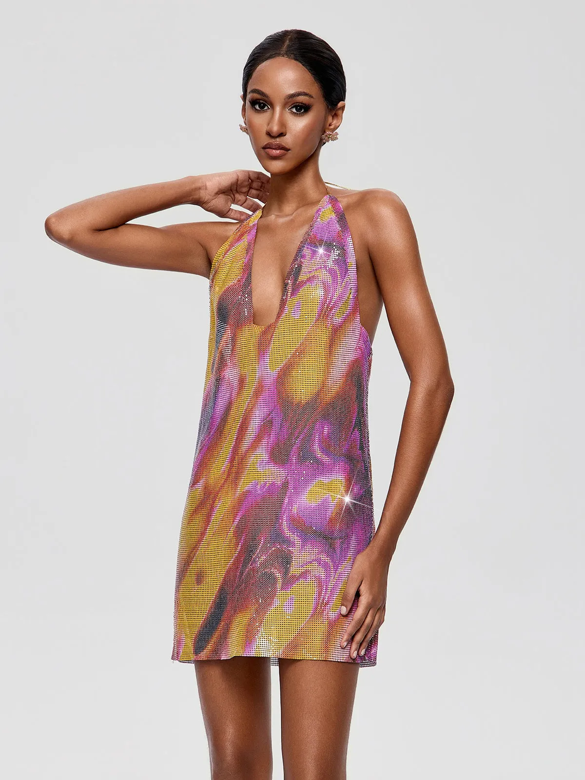 Jelmor V Neck Sequin Mini Dress sold by Mew Mews product image thumbnail 4