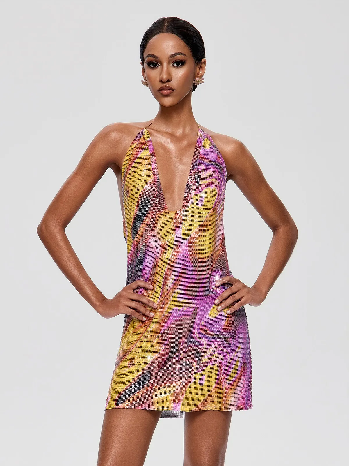 Jelmor V Neck Sequin Mini Dress sold by Mew Mews product image thumbnail 3