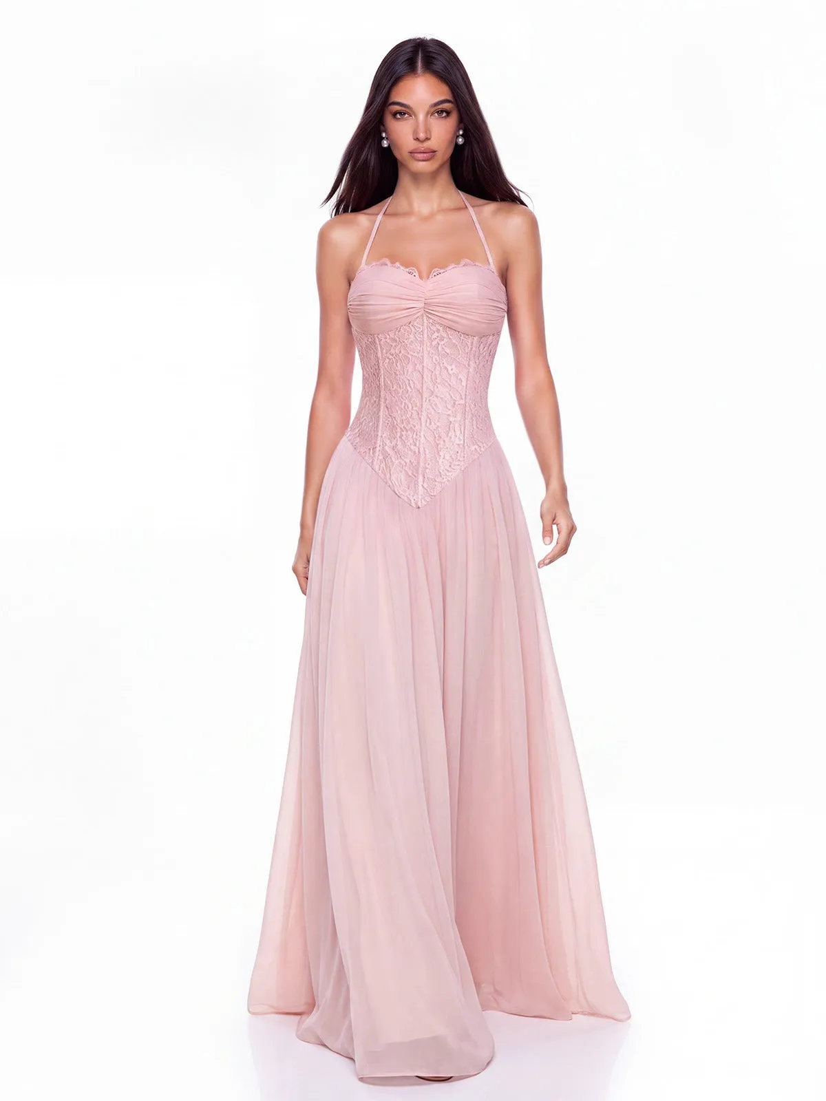 Neskor Halterneck Lace Maxi Dress sold by Mew Mews