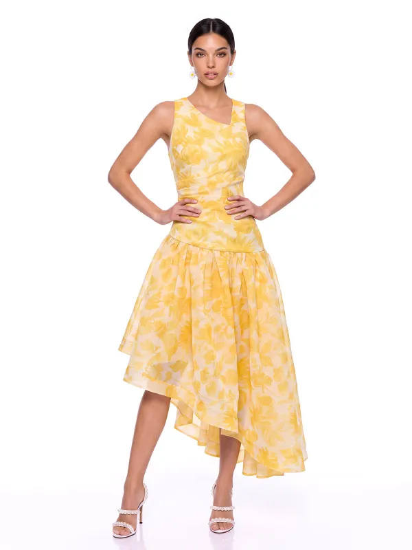 Evarique Floral Ruffle Midi Dress made by Mew Mews