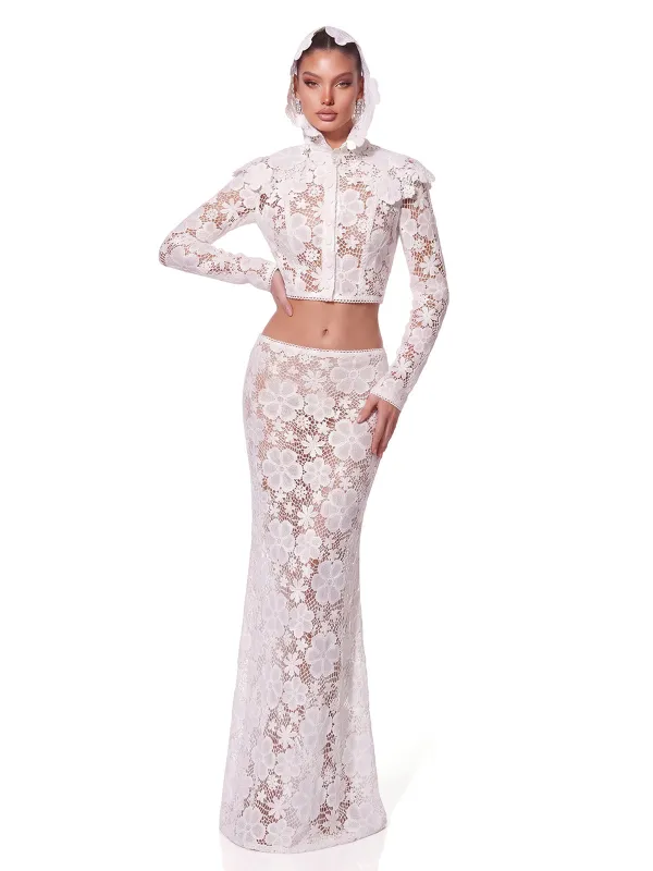 Aroqen Long Sleeve Lace Skirt Set made by Mew Mews