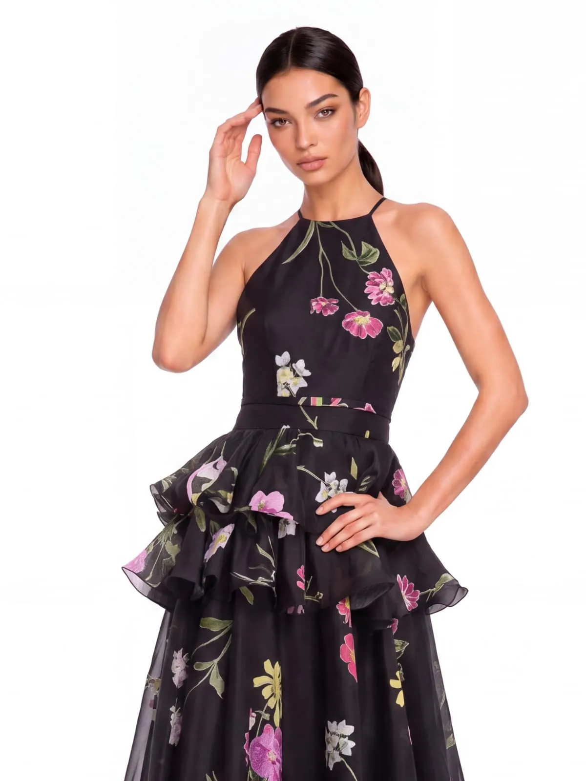 Ravelix Floral Ruffle Maxi Dress In Black sold by Mew Mews product image thumbnail 3