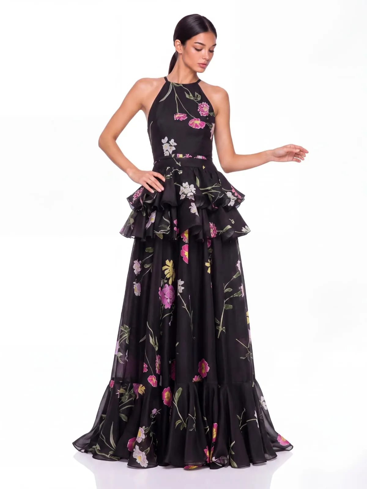 Ravelix Floral Ruffle Maxi Dress In Black sold by Mew Mews