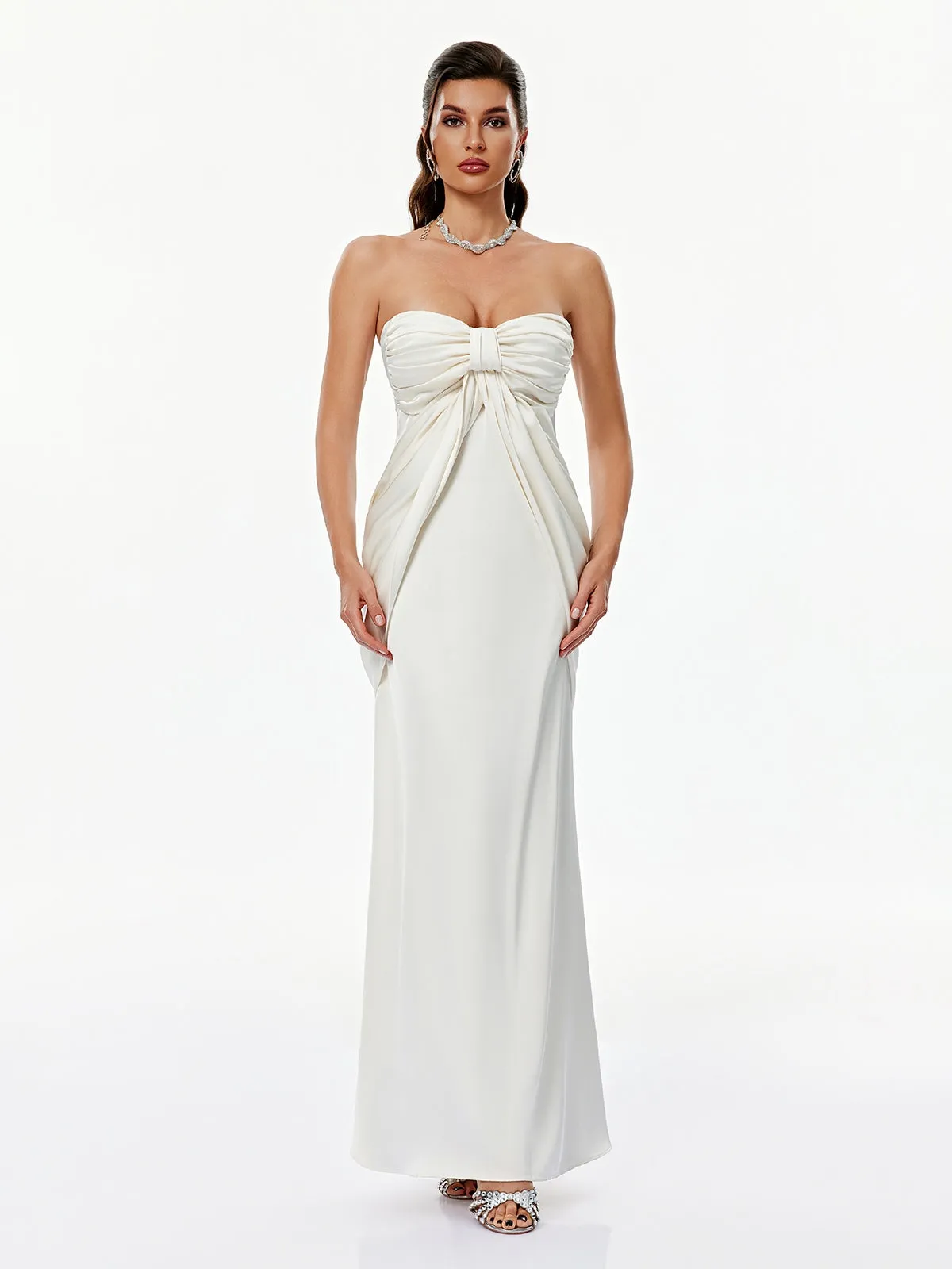 Voidsphere Strapless Ruched Maxi Dress sold by Mew Mews