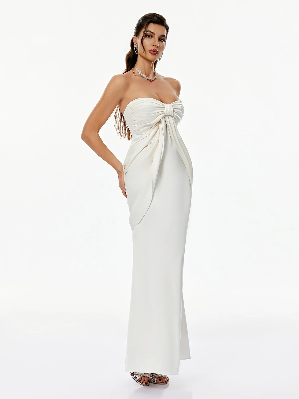 Voidsphere Strapless Ruched Maxi Dress sold by Mew Mews product image thumbnail 3