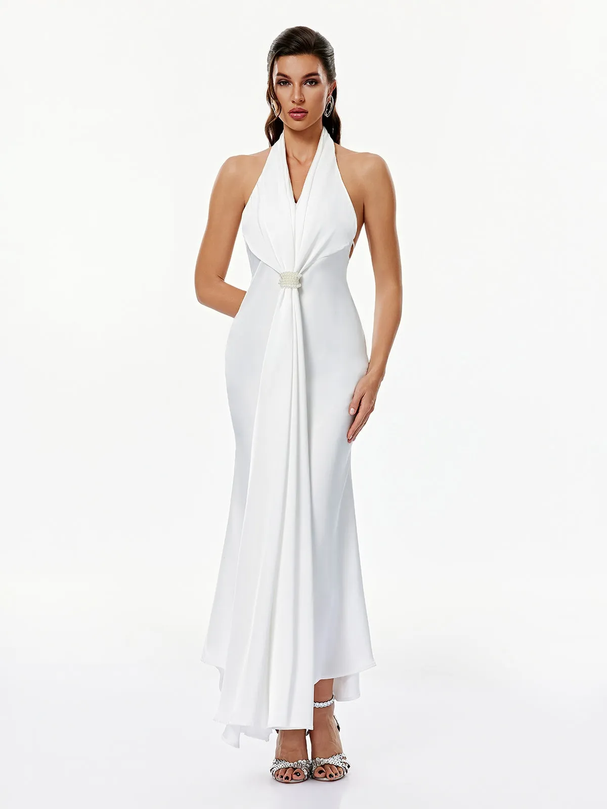 Leoran Halterneck Ruched Maxi Dress sold by Mew Mews product image thumbnail 3