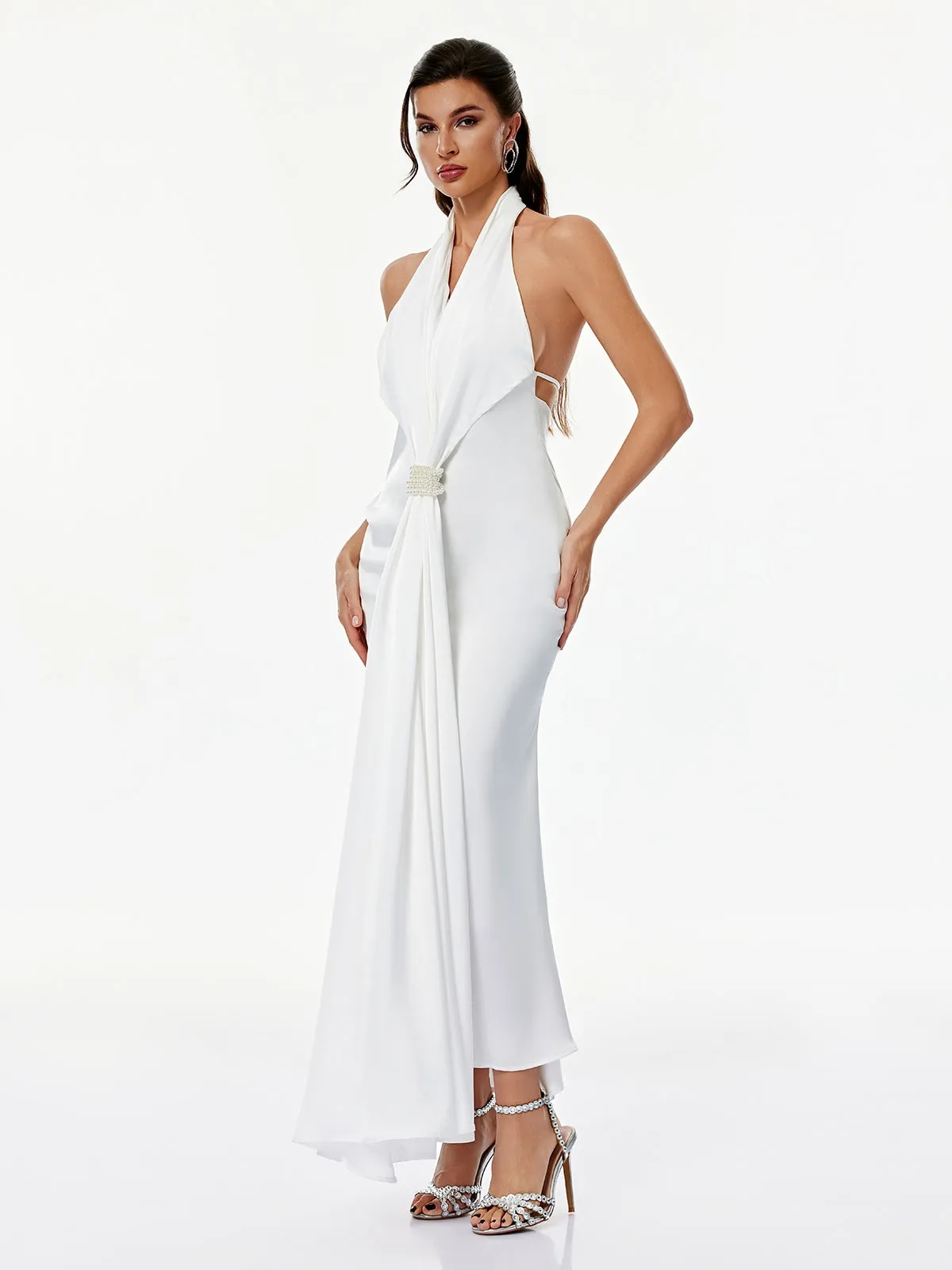 Leoran Halterneck Ruched Maxi Dress sold by Mew Mews product image thumbnail 4