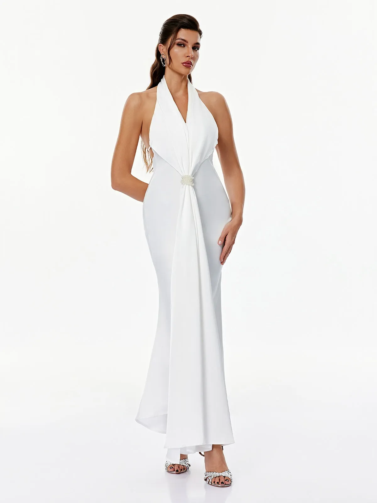 Leoran Halterneck Ruched Maxi Dress sold by Mew Mews product image thumbnail 2