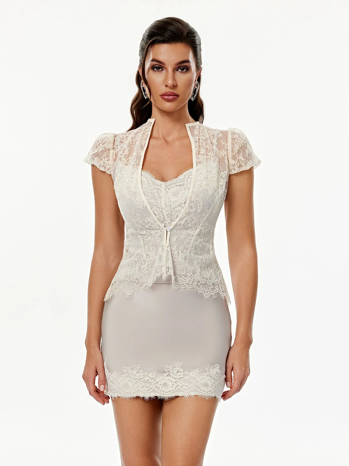 Xymera Lace Satin Skirt Set sold by Mew Mews