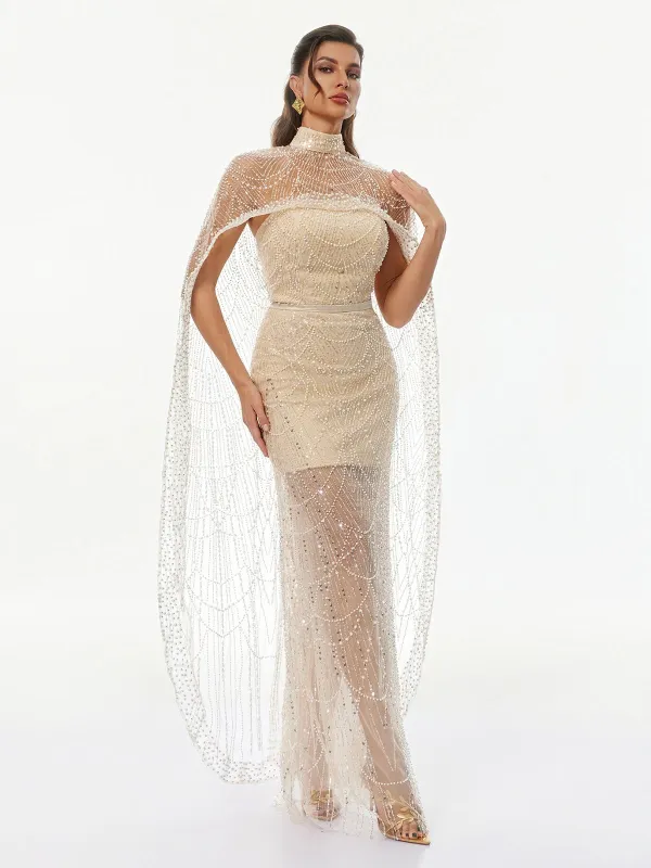 Gelilah Cape Sequin Dress Set made by Mew Mews