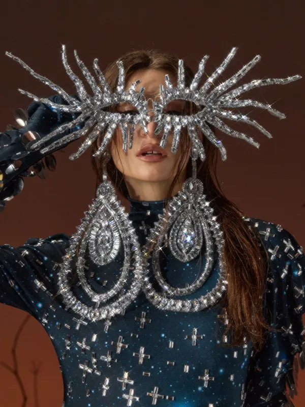 Gisbelle Rhinestone Eye Mask made by Mew Mews