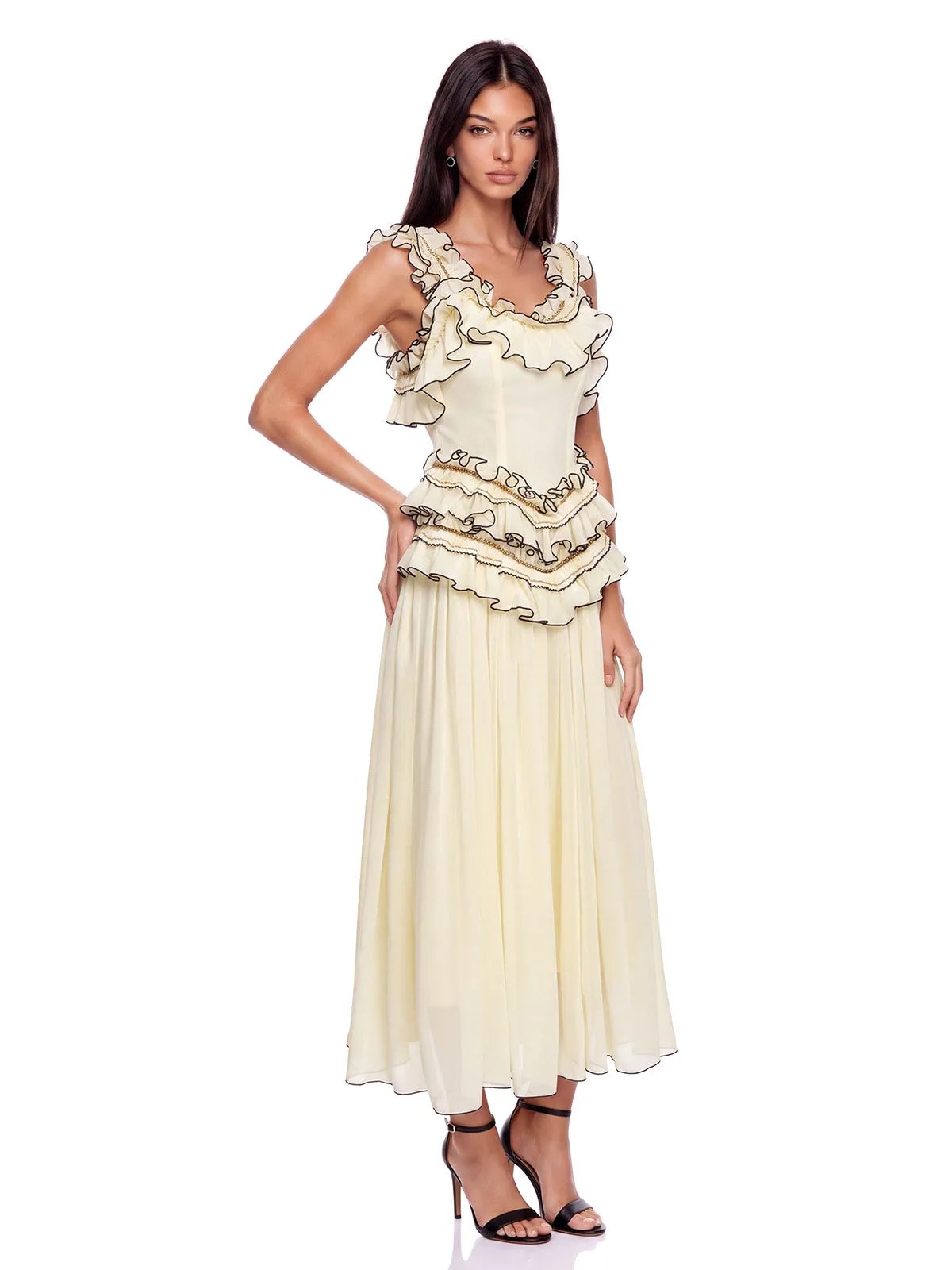 Zurelia Ruffle Ruched Midi Dress sold by Mew Mews product image thumbnail 3