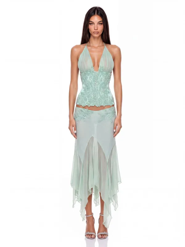 Graziella Halterneck Sequin Skirt Set made by Mew Mews