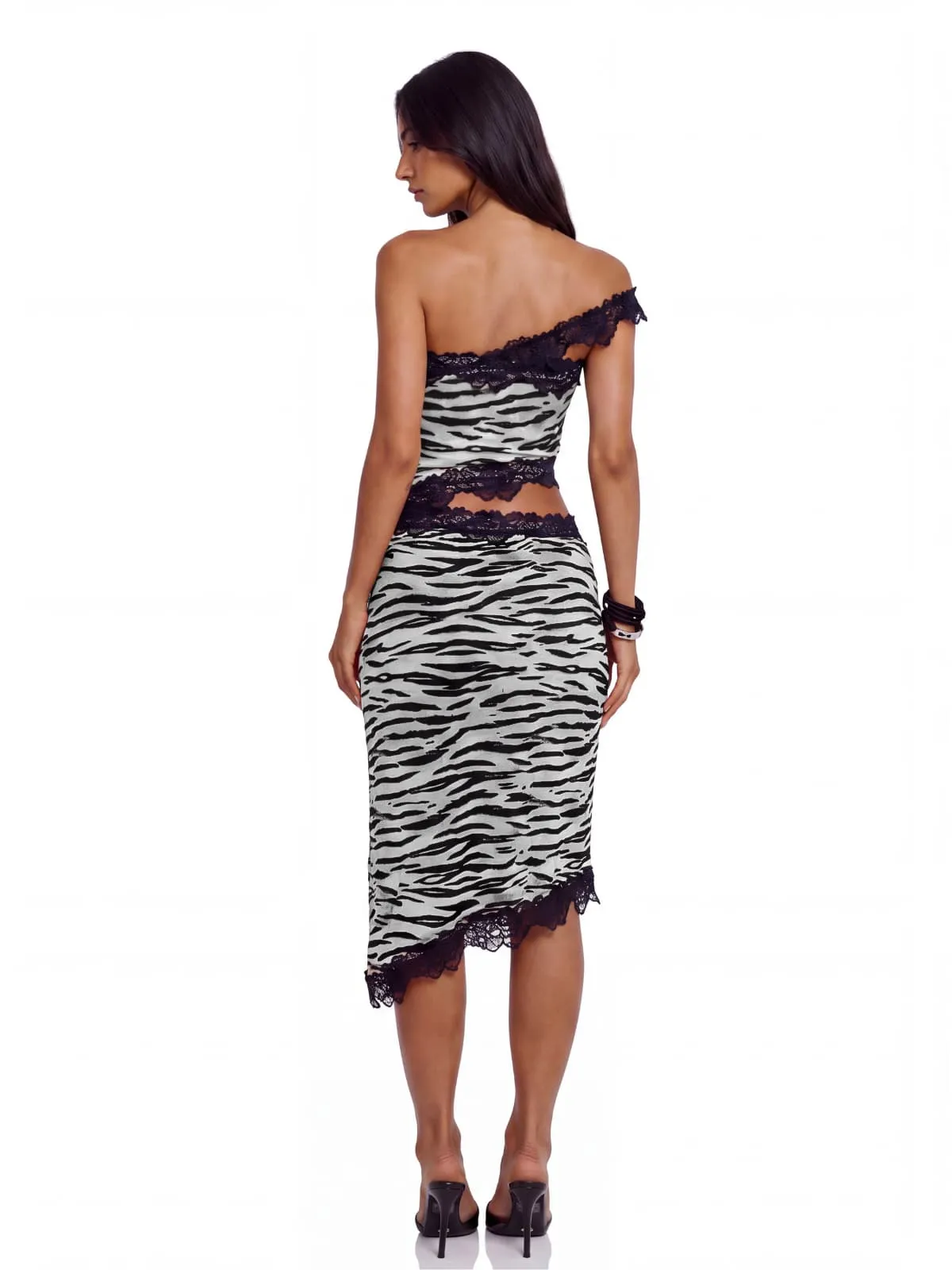 Yskora Cutout Lace Zebra Midi Dress sold by Mew Mews product image thumbnail 4