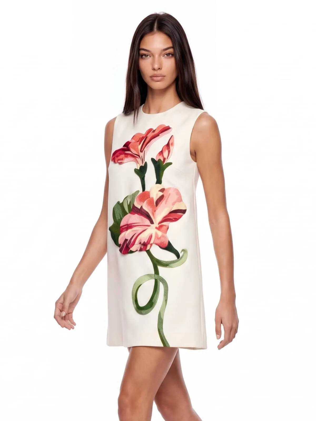 Exvila Floral Sleeveless Mini Dress In White sold by Mew Mews product image thumbnail 4