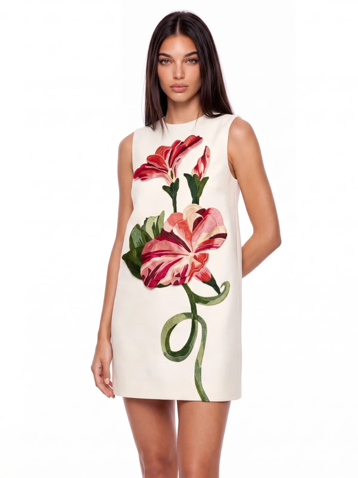 Exvila Floral Sleeveless Mini Dress In White sold by Mew Mews product image thumbnail 2