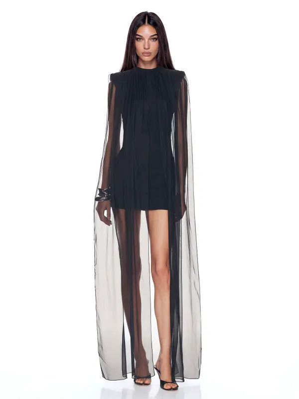 Voreq Cape Sleeve Mini Dress made by Mew Mews