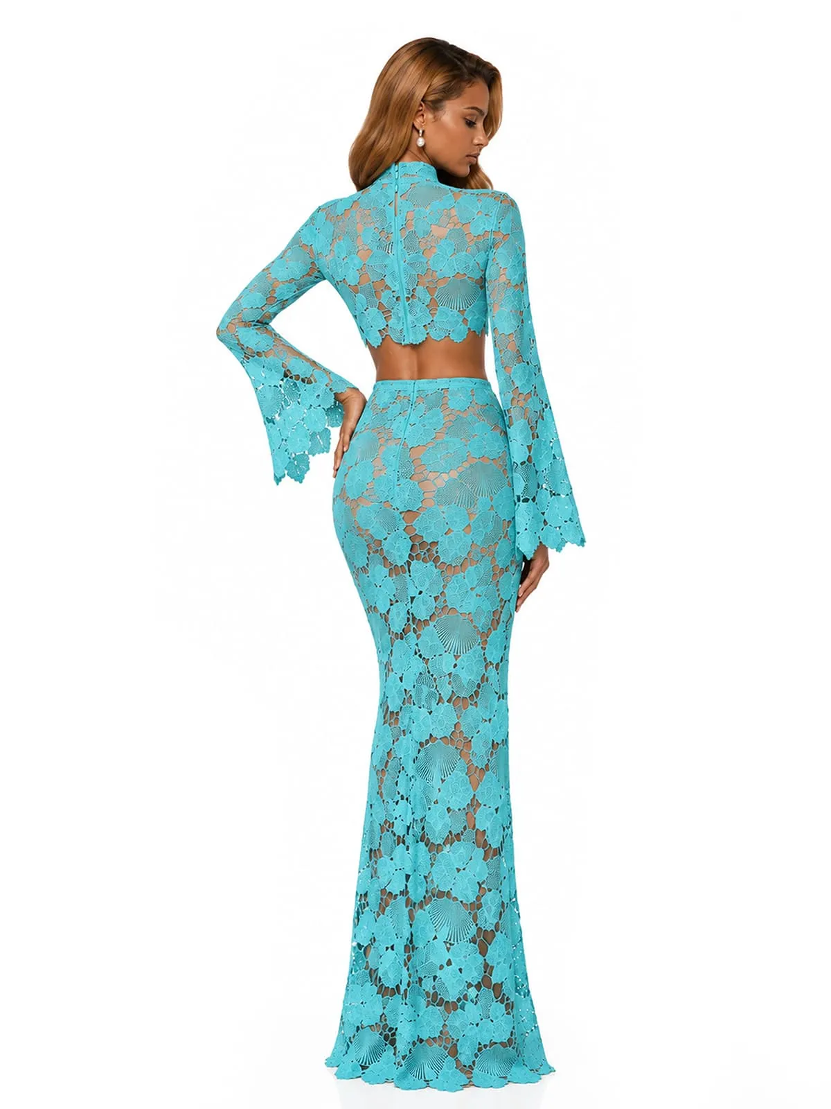 Senvora Long Sleeve Cutout Skirt Set sold by Mew Mews product image thumbnail 4