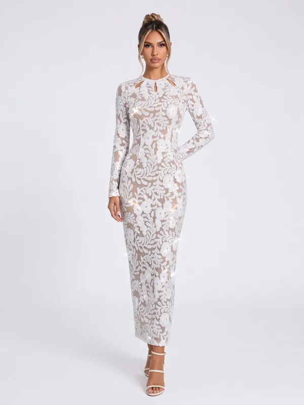 Uvren Long Sleeve Lace Maxi Dress made by Mew Mews