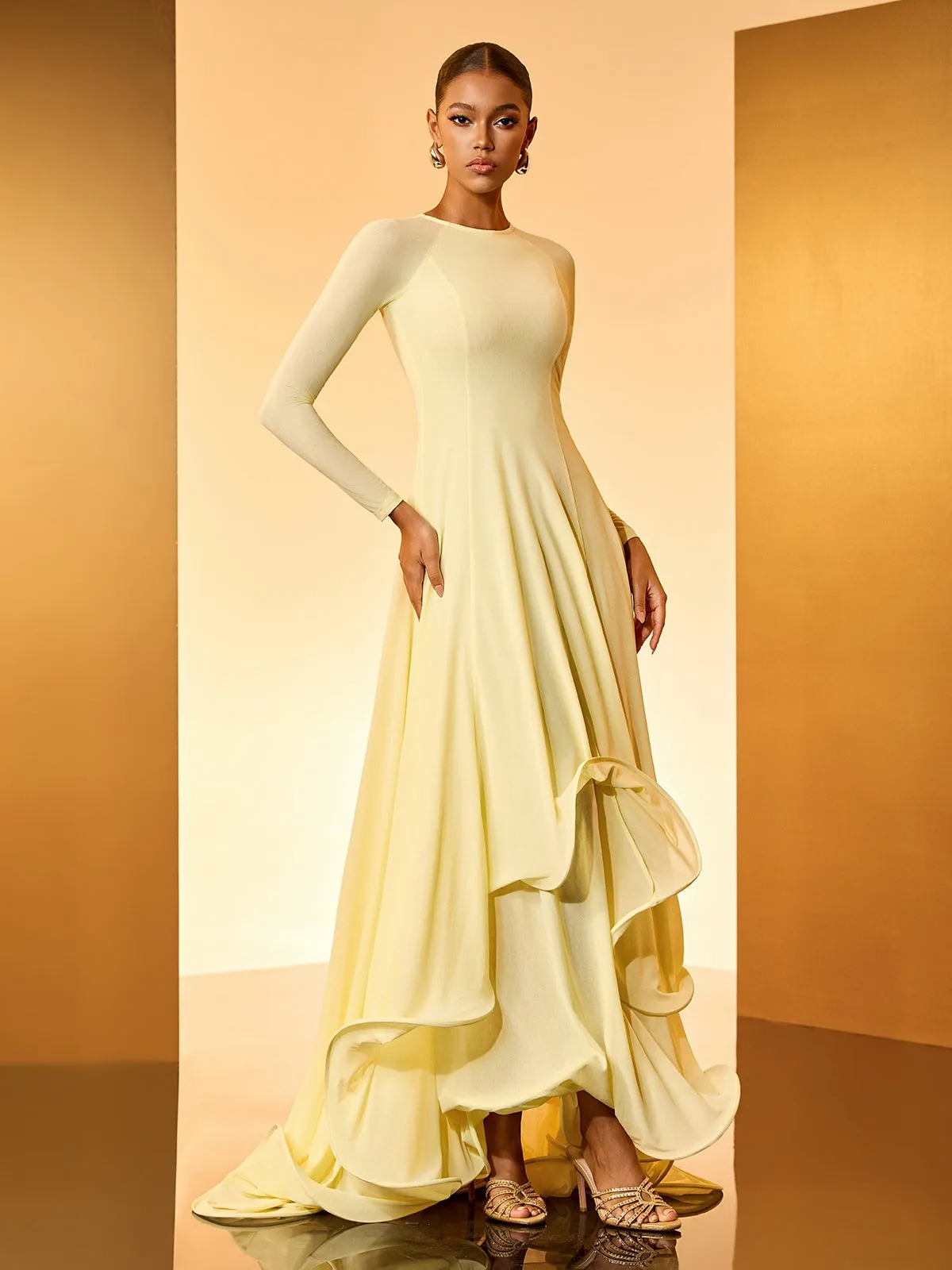 Gwyllyn Long Sleeve Ruffle Maxi Dress sold by Mew Mews product image thumbnail 4