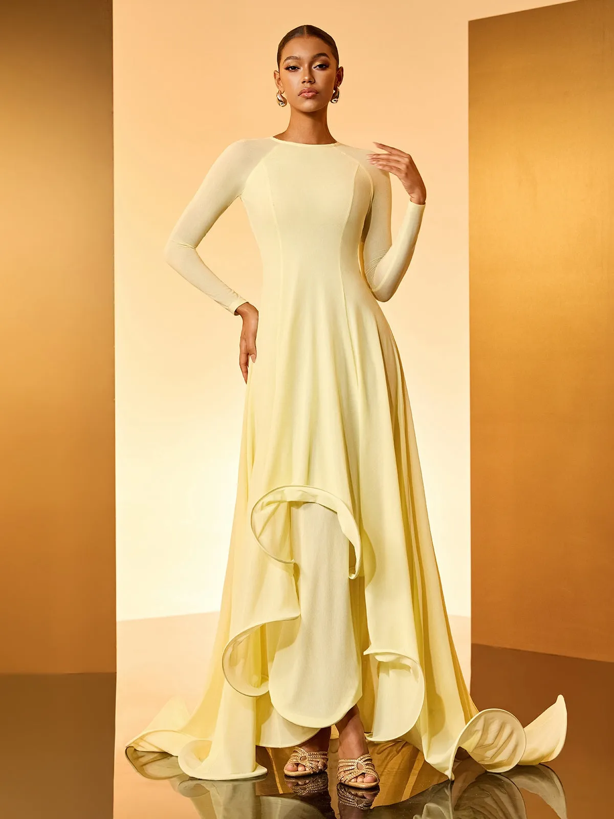 Gwyllyn Long Sleeve Ruffle Maxi Dress sold by Mew Mews product image thumbnail 3