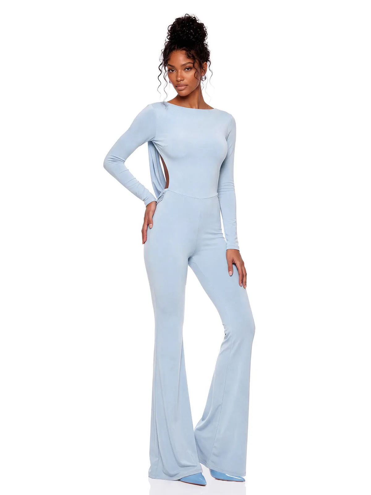 Parnelle Open Back Flared Jumpsuit sold by Mew Mews product image thumbnail 3