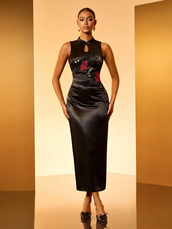 Haneefa Sleeveless Embroidered Midi Dress made by Mew Mews